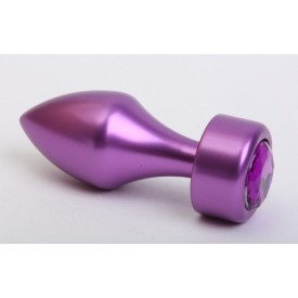Фиолетовая анальная пробка с широким основанием и фиолетовым кристаллом - 7,8 см.