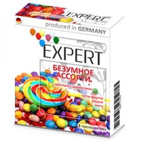 Цветные ароматизированные презервативы Expert "Безумное ассорти" - 3 шт.